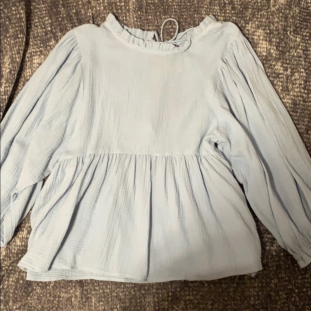 long sleeve blue blouse
